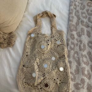 Handcrafted Beige Crochet Tote Bag